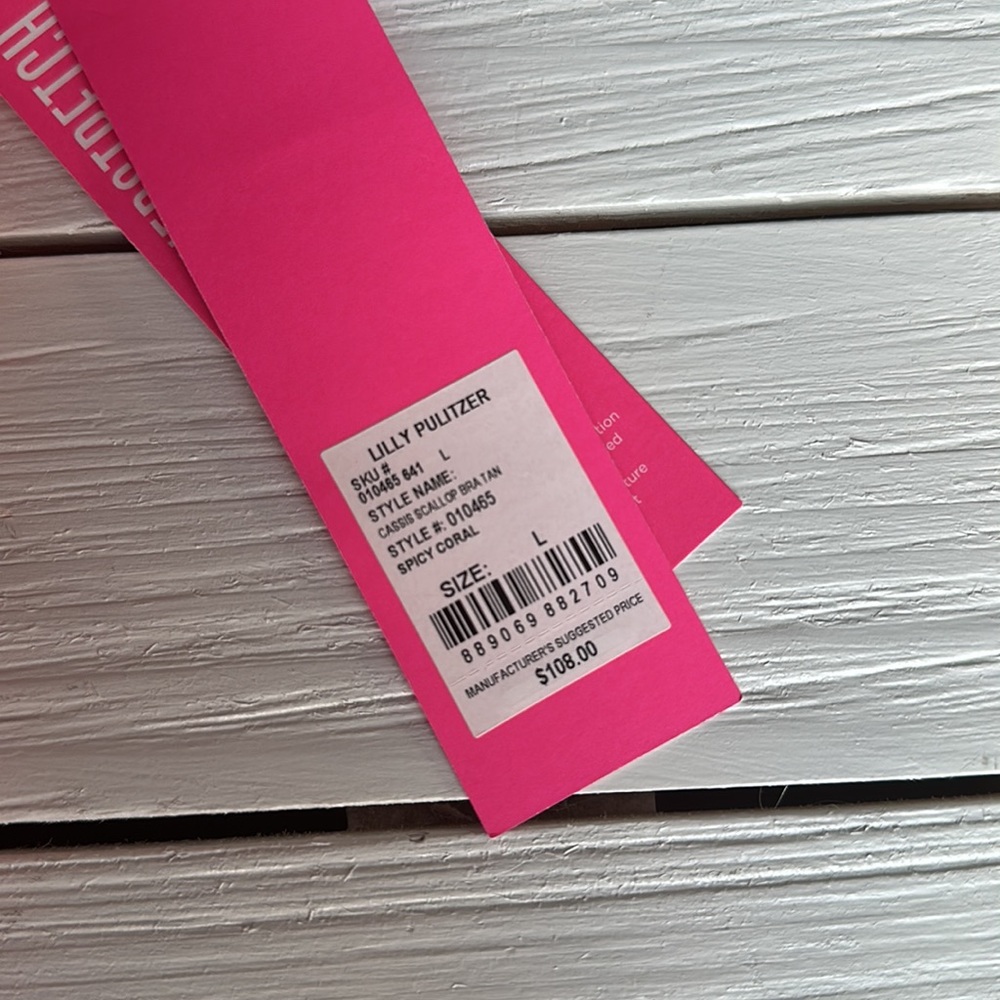 NWT Lilly Pulitzer Luxletic Cassis Scallop Tank Top in Spicy Coral size L - Picture 4 of 5